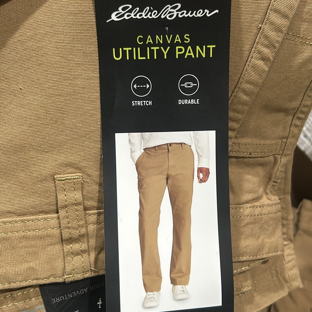 Eddie Bauer canvas utility pants size 36x32, tan NWT